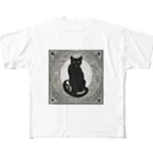 動物デザイングッズの黒猫 フルグラフィックTシャツ