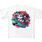 SOU＆SOUの亀乗り子猫 All-Over Print T-Shirt