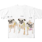 hisakonのpug pug pug フルグラフィックTシャツ