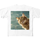 ronstr_のちらりキャット フルグラフィックTシャツ