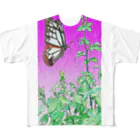 ショウガTの蕾と蝶 フルグラフィックTシャツ