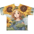 かるるんショップのひまわりの妖精　ひまわり畑でランララ〜ン All-Over Print T-Shirt