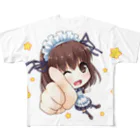 パグとミニブタの母のメイドさん フルグラフィックTシャツ