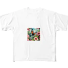 Sunbathingのハイビスカスと共に夏の風を感じる蝶 All-Over Print T-Shirt