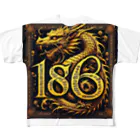 亀蘭タマムシの各国文字「平和」「幸福」「186」 フルグラフィックTシャツ