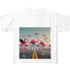 rukia59のサイズフリー ミュージックフラミンゴ フルグラフィックTシャツ
