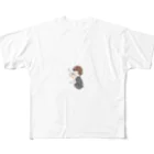 Sakikoのほっとひと息つく女の子　グレー All-Over Print T-Shirt