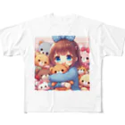 ピクセルパレットの可愛い女の子とぬいぐるみ3 フルグラフィックTシャツ