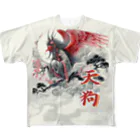 大正ロマン・昭和モダンの日本の妖怪　天狗　フルグラT　クッション フルグラフィックTシャツ
