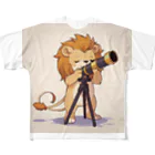 ganeshaのおもちゃの望遠鏡でかわいいライオンに会おう フルグラフィックTシャツ