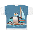 ganeshaのおもちゃのヨットでかわいいペンギンに出会おう All-Over Print T-Shirt