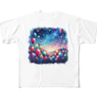 momonekokoのカラフルな風船が浮かぶ風景 All-Over Print T-Shirt