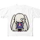 horidesuのドット絵の白髪ロング美少女 フルグラフィックTシャツ