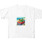 かめのオアシスのかめっち仲間と海岸をドライブ All-Over Print T-Shirt