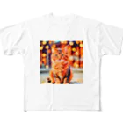 猫好きの谷の猫の水彩画/キジトラねこのイラスト/ブラウンタビーネコ All-Over Print T-Shirt