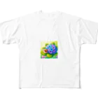 かるるんショップのあじさいとカタツムリ　雨上がり All-Over Print T-Shirt