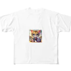 キュート＆クールのメガネのニャンコ３D・学校ver② All-Over Print T-Shirt