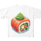 momonekokoのアボカドサーモンロール フルグラフィックTシャツ
