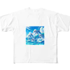 snow-birdの海で遊ぶイルカたちの楽しい風景 All-Over Print T-Shirt