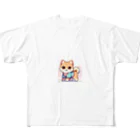 柴犬LOVEのキュートな柴犬キャラクターのマスコット フルグラフィックTシャツ