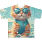 Ojisanlifeの海の子猫 フルグラフィックTシャツ