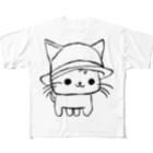 ねこあそびの落書き帽子猫 フルグラフィックTシャツ