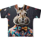 usagimajyoのスーツウサギ All-Over Print T-Shirt