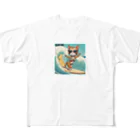 ハワイライフのSURFING猫（女の子バージョン） フルグラフィックTシャツ