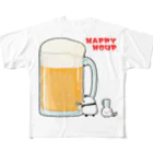 うさやのハッピーアワーでビール祭りを開催するパンダとシマエナガ All-Over Print T-Shirt