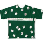 にゃべしっの麻猫牌(まーにゃんはい)　緑　ジャラジャラ All-Over Print T-Shirt