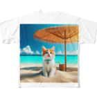 猫と紡ぐ物語の南国の海で一時のバカンスを楽しむ フルグラフィックTシャツ