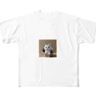 enercoの折り紙　バスケットに入っている猫 フルグラフィックTシャツ