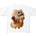 hikotakuの飛行猫 フルグラフィックTシャツ