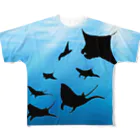 CROWN−CLOWNの【マンタ群】bluelagoon フルグラフィックTシャツ
