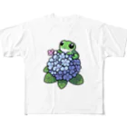 終わらない夢🌈のあじさいの花と🐸カエル君 フルグラフィックTシャツ