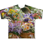 AQUAMETAVERSEの華やかな花が入った花かご　なでしこ1478 All-Over Print T-Shirt