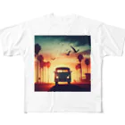 aircooled3のレトロなワーゲン 夕暮れビーチ 2 フルグラフィックTシャツ