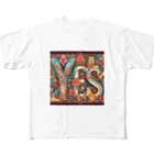 nico251の動物たちで描かれた文字　”YES” All-Over Print T-Shirt