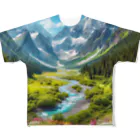 130Saitohの山間の風景 フルグラフィックTシャツ