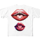 HENTEKO-SHOPの唇とハート All-Over Print T-Shirt