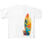 Mellow-Skyのひょっこり猫サーファー All-Over Print T-Shirt