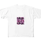 オンラインショップイエローリーフのピンクの花　鮮やか All-Over Print T-Shirt