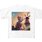 HanaCatStudioのかわいい猫とひよこさん！？はお友達 All-Over Print T-Shirt