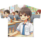 可愛い男の子イラスト販売所　By,keicyanの男の子　中学1年生　パソコン部 All-Over Print T-Shirt