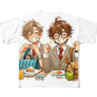 可愛い男の子イラスト販売所　By,keicyanの男の子　中学1年生　ランチタイム フルグラフィックTシャツ