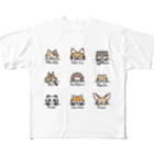 楽猫楽描しげ屋の9Animals フルグラフィックTシャツ