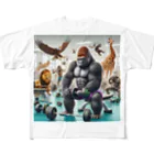 muscleの筋トレしているゴリラのキャラクターグッズです。SML All-Over Print T-Shirt