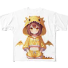 dramusumeの暑くてイライラするドラ娘 フルグラフィックTシャツ