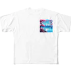 AOI__-の日本　富士山　桜 フルグラフィックTシャツ