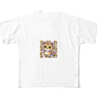 hiiro_catのふんわりした薄茶色に包まれた、ふんわりとした猫 フルグラフィックTシャツ